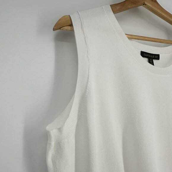 Capsule 121 White Modesty Stretch Sleeveless Minimalist Tank Top Blouse Plus 2X - Picture 4 of 8